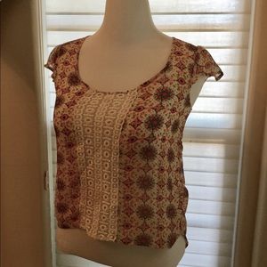 Bongo Hi Lo Sheer Top With Lace Detail, Med.